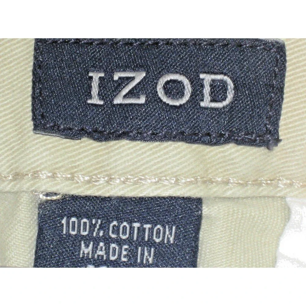 Mens Izod Khaki Cotton Chino Pleated Walking Shorts sz 32 x 8